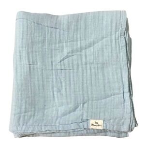 Oliver & Rain Blue Baby Blanket Swaddling Cloth 44" x‎ 40" Muslin Boys Nursery